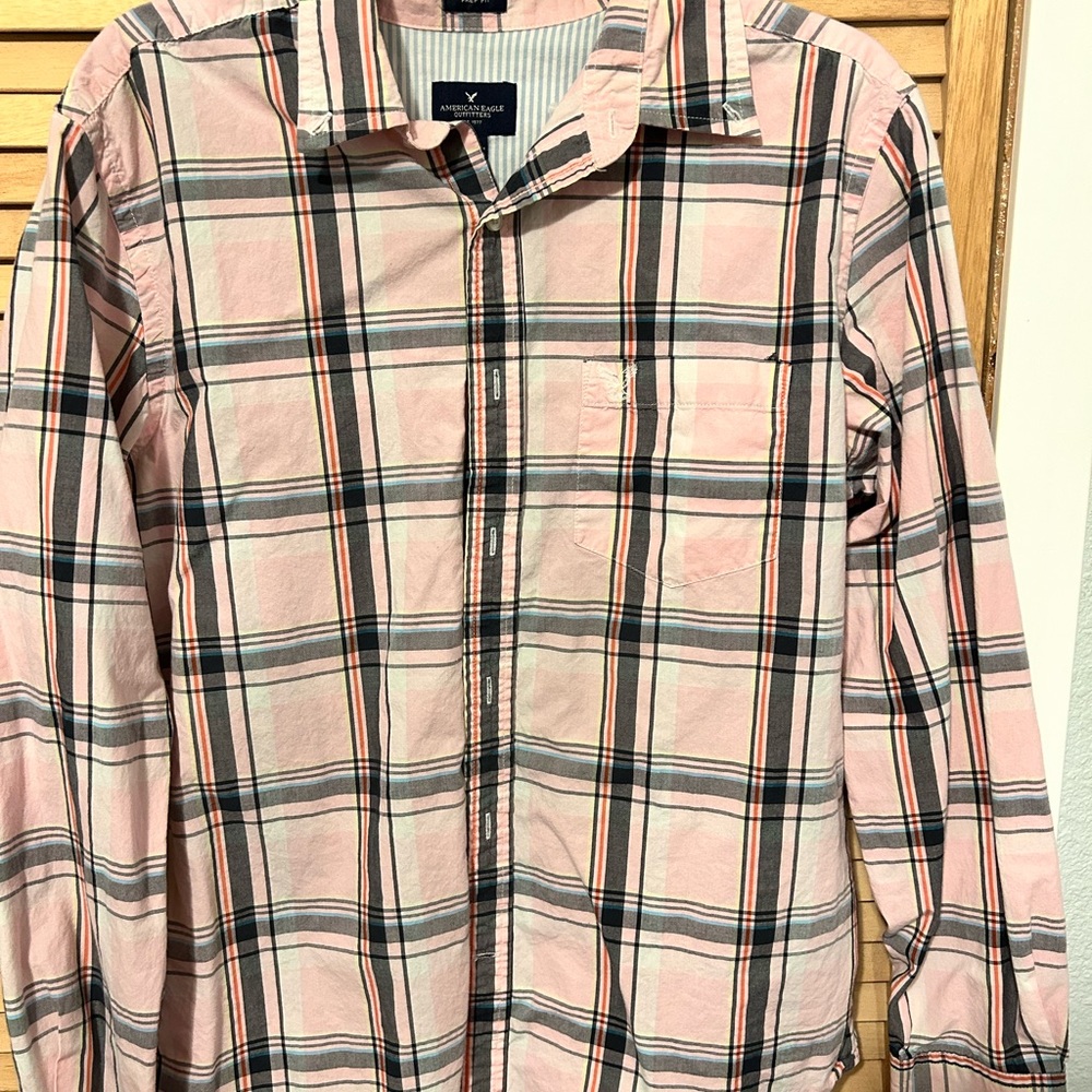 American Eagle long sleeve, button up, prep fit shirt.